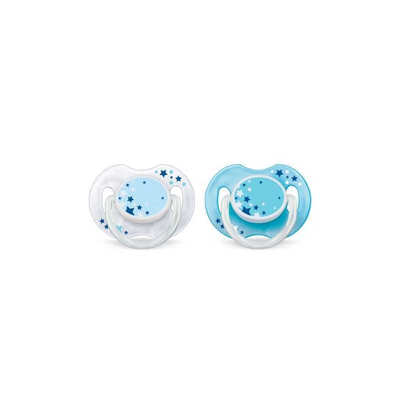 Philips Avent Lot de 2 sucettes nuit 0-6 mois - Turquoise