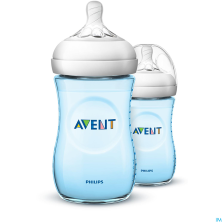 Lot de 2 Biberons Natural 260 ml Bleu - Philips Avent Lot de 2 Biberons Natural 260 ml Bleu - Philips Avent