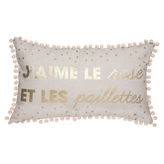 Coussin pompons Rose -...