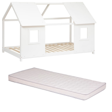 Ensemble Lit cabane fenêtre + Matelas 90x190 - Atmosphera For Kids