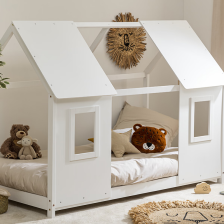 Lit Cabane enfant fenêtre Blanc 90x190 - Atmosphera For Kids