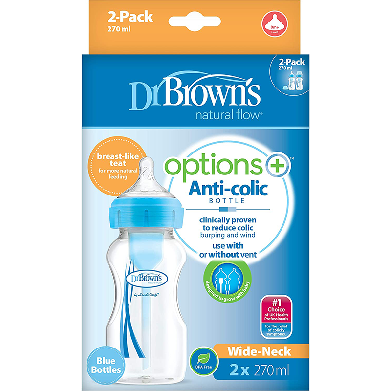 Dr Brown's Lot de 2 Biberons 270ml Bleu Dr Brown's Lot de 2 Biberons 270ml Bleu
