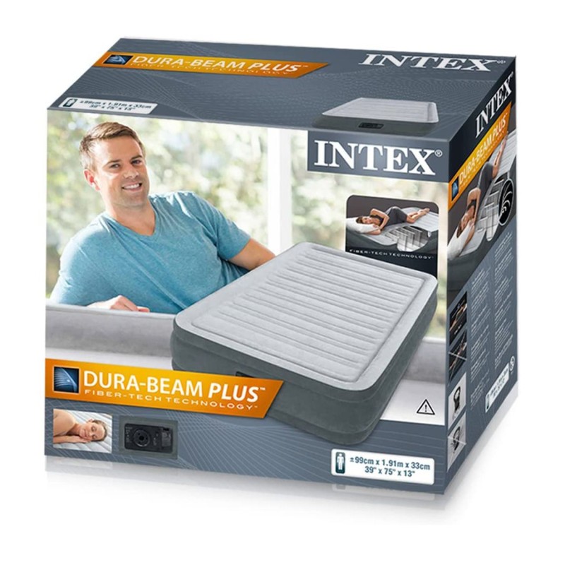 Matelas gonflable Raised Confort Fiber Tech 1 place - Intex