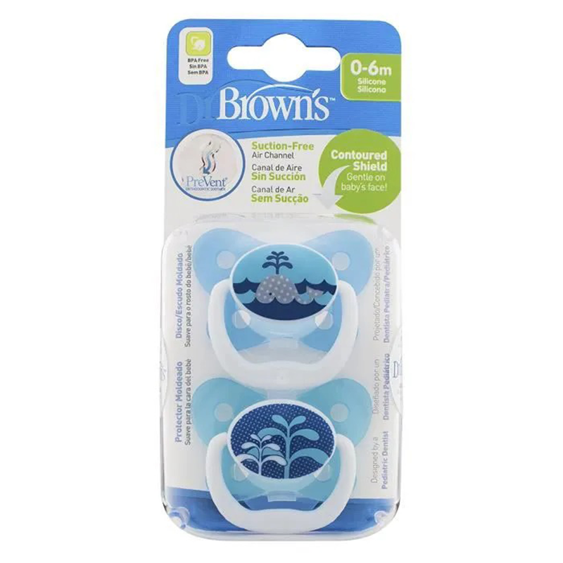 Lot de 2 sucettes 0-6 mois Bleu Stage 1 Lot de 2 sucettes 0-6 mois Bleu Stage 1