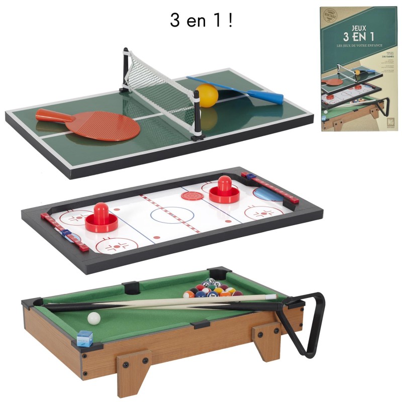 Table jeux en bois 3 en 1