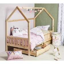 Lit cabane Bosco 90x190 avec 2 tiroirs Naturel - Atmosphera For Kids