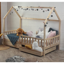 Lit cabane Bosco 90x190 avec 2 tiroirs Naturel - Atmosphera For Kids