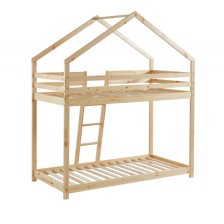 Lit cabane superposé Château des Anges Beige 90x190 - Laïba Kids