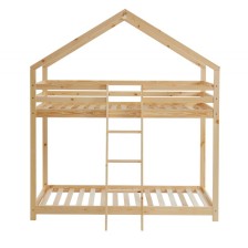 Lit cabane superposé Château des Anges Beige 90x190 - Laïba Kids