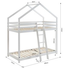 Lit cabane superposé Château des Anges Blanc 90x190 - Laïba Kids