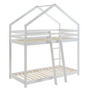 Lit cabane superposé Château des Anges Blanc 90x190 - Laïba Kids