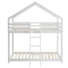 Lit cabane superposé Château des Anges Blanc 90x190 - Laïba Kids