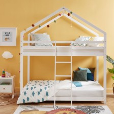 Lit cabane superposé Château des Anges Blanc 90x190 - Laïba Kids