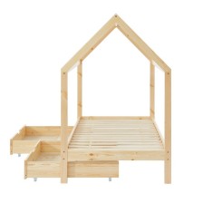 Lit cabane avec tiroirs Petit Paradis Beige 90x190 - Laïba Kids