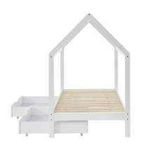 Lit cabane avec tiroirs Petit Paradis Blanc 90x190 - Laïba Kids