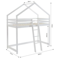 Lit cabane mezzanine Jardin des Petits Dormeurs Blanc 90x190 - Laïba Kids