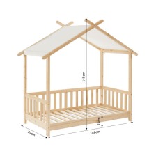 Lit Enfant Tente Des Étoiles Beige 70x140 Sommier Inclus - Laïba Kids