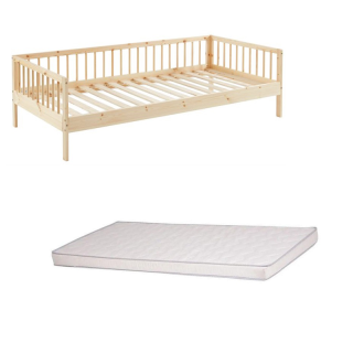 Ensemble Lit Nid Douillet Beige 90x190 + Matelas enfant Lune 90x190 - Laïba Kids