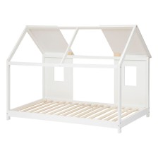 Lit Cabane Fenêtre Maison Du Bonheur Blanc 90x190 cm - Laïba Kids