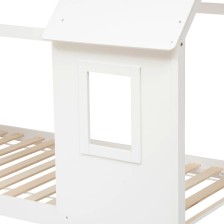 Lit Cabane Fenêtre Maison Du Bonheur Blanc 90x190 cm - Laïba Kids