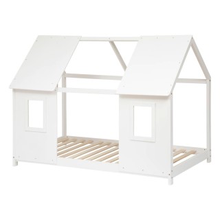 Lit Cabane Fenêtre Maison Du Bonheur Blanc 90x190 cm - Laïba Kids