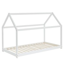 Ensemble Lit Cabane Blanc 90x190 cm + Matelas Enfant 90x190 cm - Laïba Kids