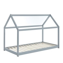 Ensemble Lit Cabane Royaume Des Rêves Gris + Matelas Enfant 90x190 cm - Laïba Kids