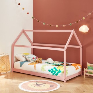 Ensemble Lit Cabane Rose 90x190 cm + Matelas Enfant 90x190 cm - Laïba Kids