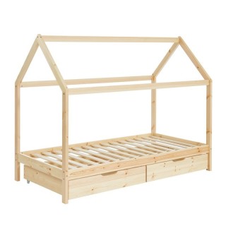 Lit cabane avec tiroirs Petit Paradis Beige 90x190 - Laïba Kids