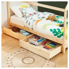 Lit cabane avec tiroirs Petit Paradis Beige 90x190 - Laïba Kids