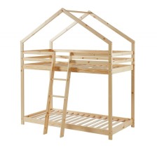 Lit cabane superposé Château des Anges Beige 90x190 - Laïba Kids