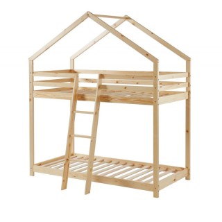 Lit cabane superposé Château des Anges Beige 90x190 - Laïba Kids