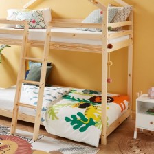 Lit cabane superposé Château des Anges Beige 90x190 - Laïba Kids