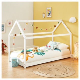 Lit Cabane des Rêveries Blanc 70x140 Sommier Inclus - Laïba Kids