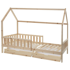 Ensemble Lit cabane avec 2 tiroirs 90x190 cm + Matelas enfant 90x190 cm - Laïba Kids