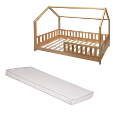 Ensemble Lit cabane Oasis Beige 90x190 + Matelas enfant 90x190 - Laïba Kids