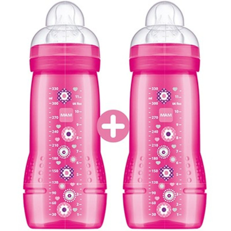 Lot de 2 Biberons 2ème âge +6m 330ml Mam