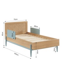 Lit enfant Refuge Magique cannage rotin Bleu 70x140 - Laïba Kids