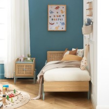 Lit enfant Refuge Magique cannage rotin Bleu 70x140 - Laïba Kids