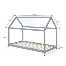 Ensemble Lit Cabane Royaume Des Rêves Gris + Matelas Enfant 90x190 cm - Laïba Kids