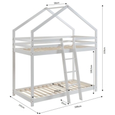 Ensemble Lit superposé Blanc 90x190 + 2 Matelas enfants 90x190 - Laïba Kids