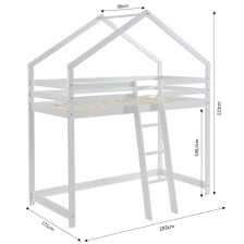 Ensemble Lit mezzanine Blanc 90x190 + Matelas enfant 90x190 - Laïba Kids