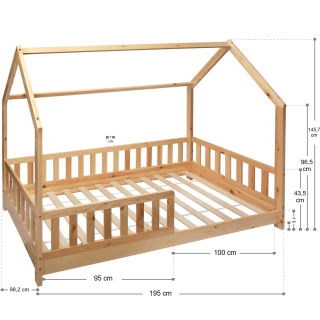 Ensemble Lit cabane Oasis Beige 90x190 + Matelas enfant 90x190 - Laïba Kids