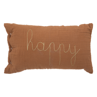 Coussin Double Gaze Marron Happy - Atmosphera For Kids