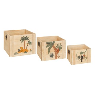 Lot de 3 cagettes en bois Jungle - Atmosphera For Kids