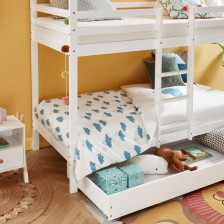 Ensemble Lit Superposé Caravane Blanc 90x190 + 2 Matelas Enfants 90x190 - Laïba Kids