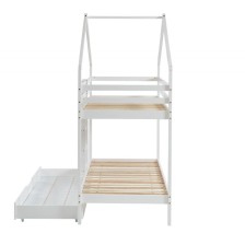 Ensemble Lit Superposé Caravane Blanc 90x190 + 2 Matelas Enfants 90x190 - Laïba Kids