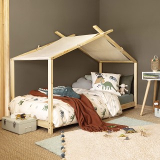 Lit Cabane Fenêtre Maison Du Bonheur Blanc 90x190 cm - Laïba Kids