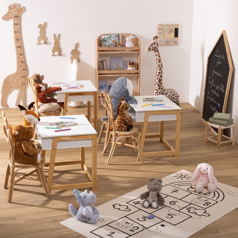 Table de bureau blanc et bois pour bureau