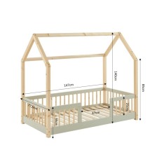 Lit cabane avec barrières Explorateur Ivoire 70x140 - Laïba Kids